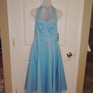 Anni Coco Women's Blue Halter Dress Vintage Size M